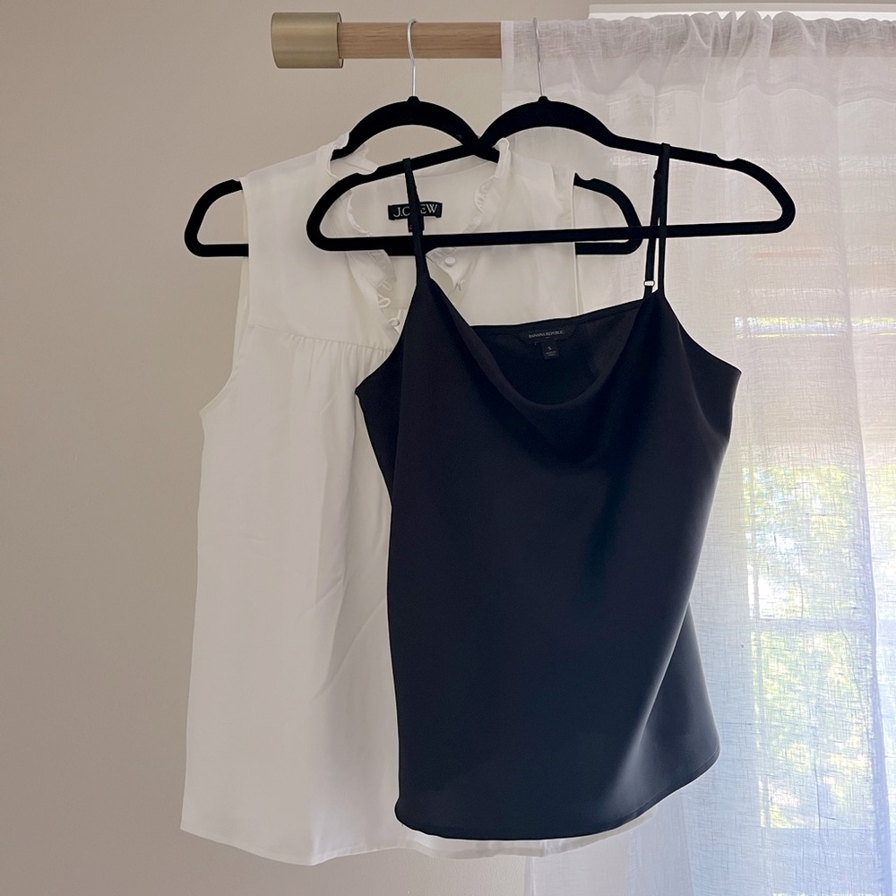Bundle! J. Crew White Blouse and Banana Republic Black Cowl Neck